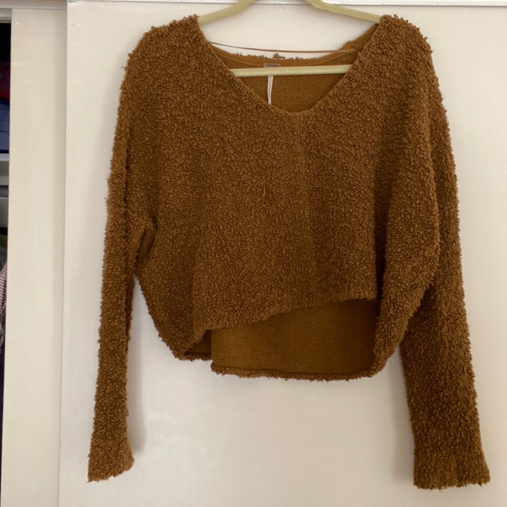 Free People Cropped Sweater, size S, brown